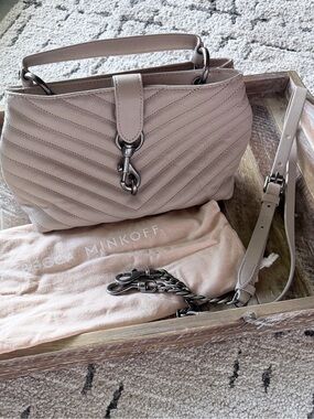Rebecca Minkoff Edie Quilted Chevron Purse in Light Taupe